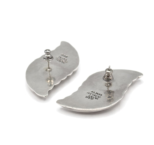 Vintage Jumbo Puffy Wave Earrings in Silver