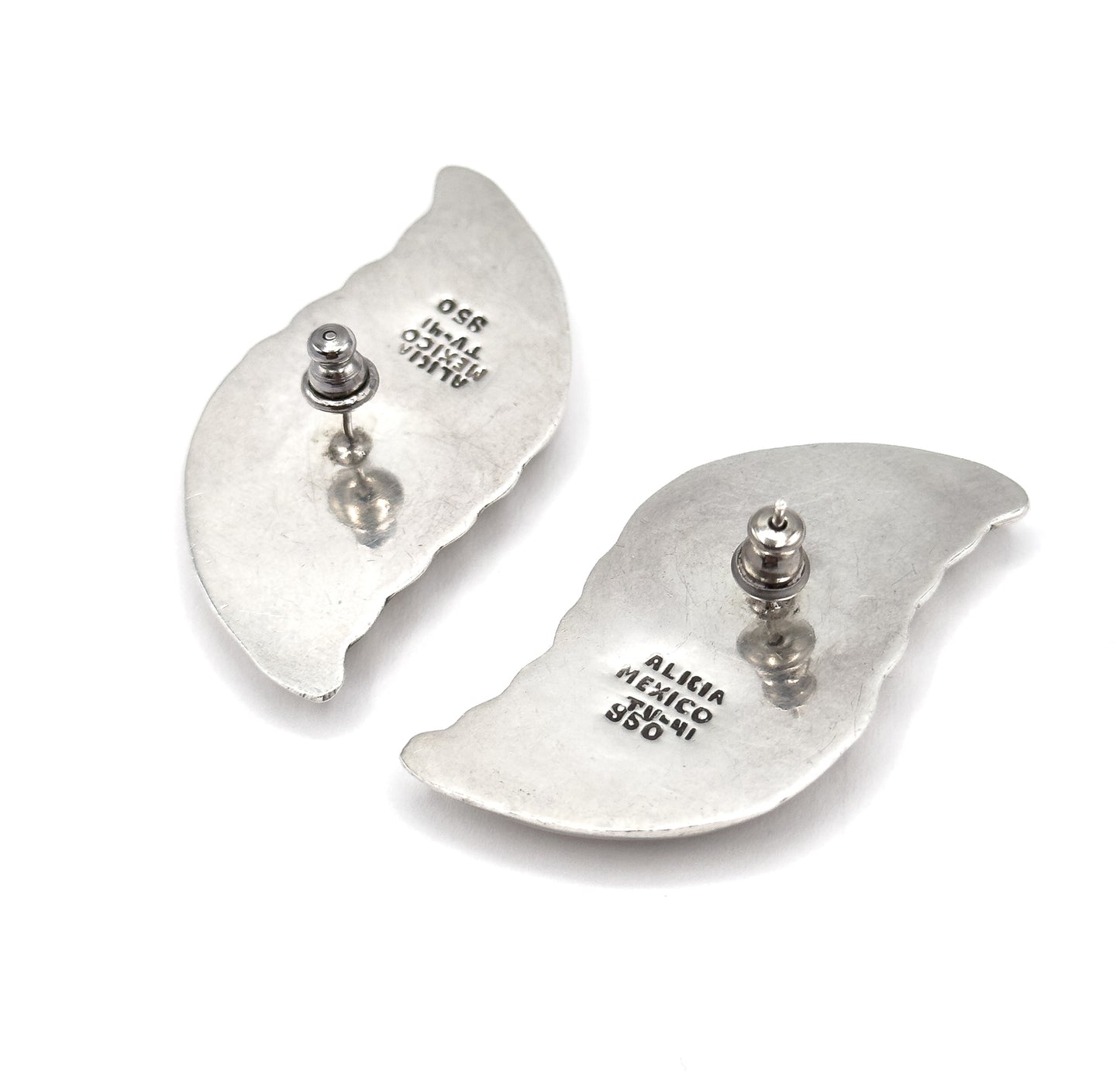 Vintage Jumbo Puffy Wave Earrings in Silver