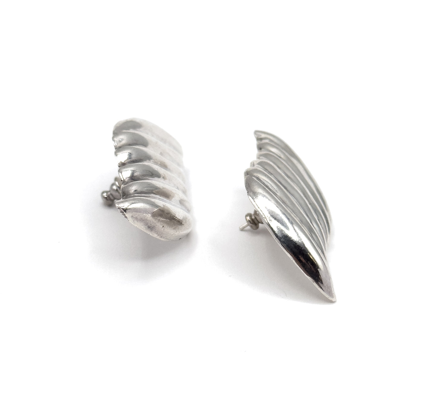 Vintage Jumbo Puffy Wave Earrings in Silver