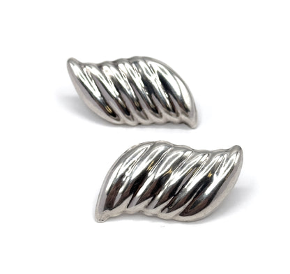Vintage Jumbo Puffy Wave Earrings in Silver