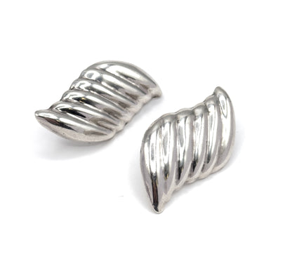 Vintage Jumbo Puffy Wave Earrings in Silver