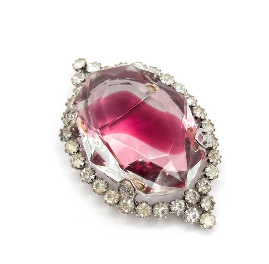 Mid-Century Vintage Glass Costume Brooch