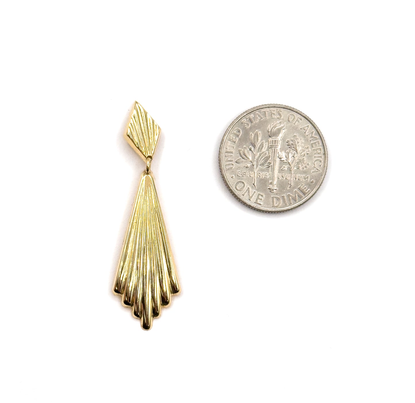 Vintage Fan Stud Drop Earrings in Gold