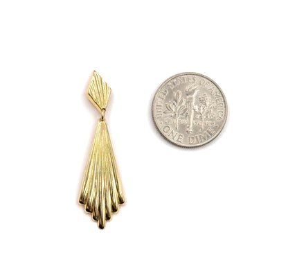 Vintage Fan Stud Drop Earrings in Gold