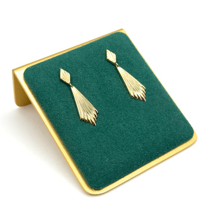 Vintage Fan Stud Drop Earrings in Gold