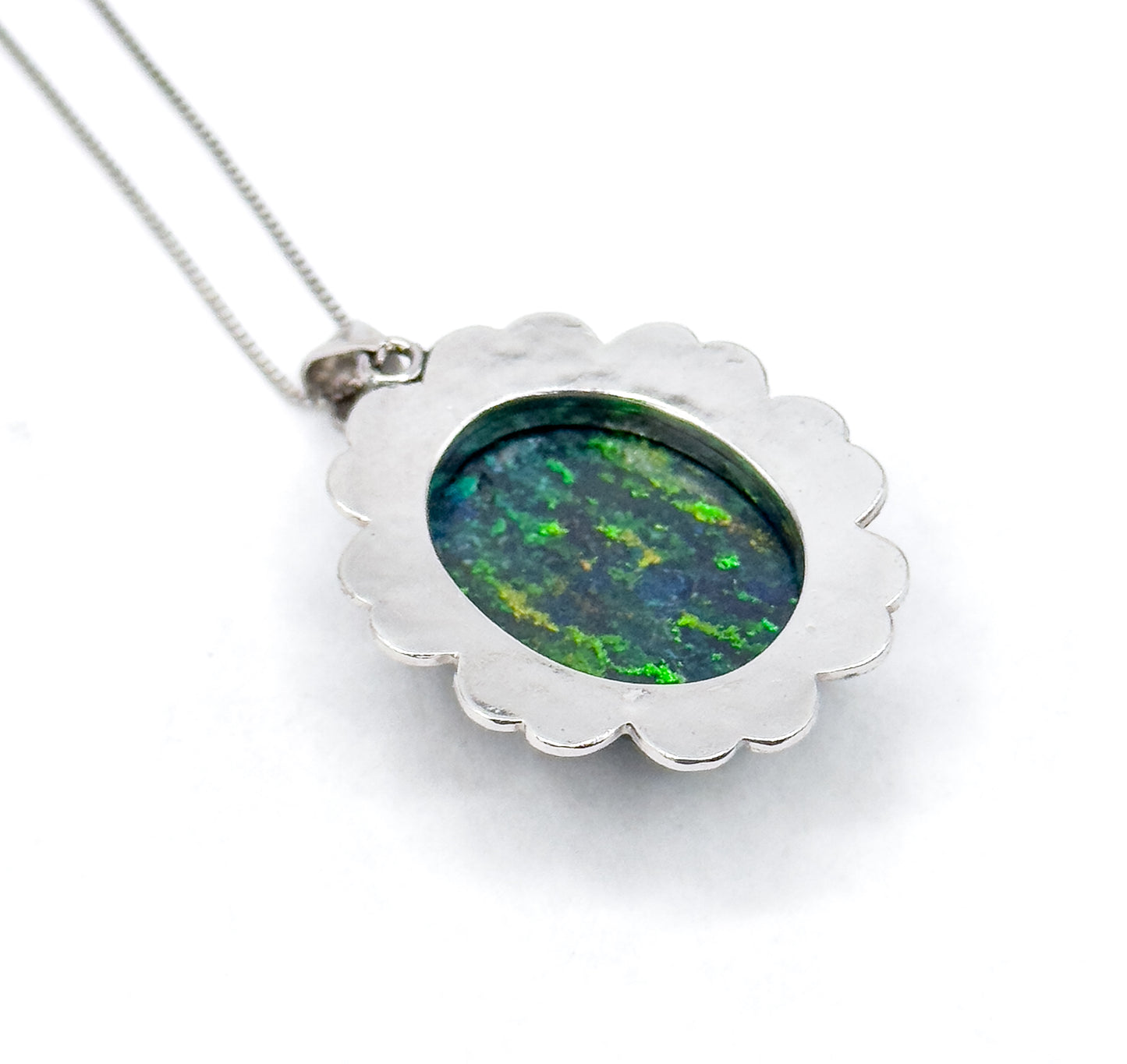 Vintage Black Opal Pendant Necklace in Platinum w GIA report