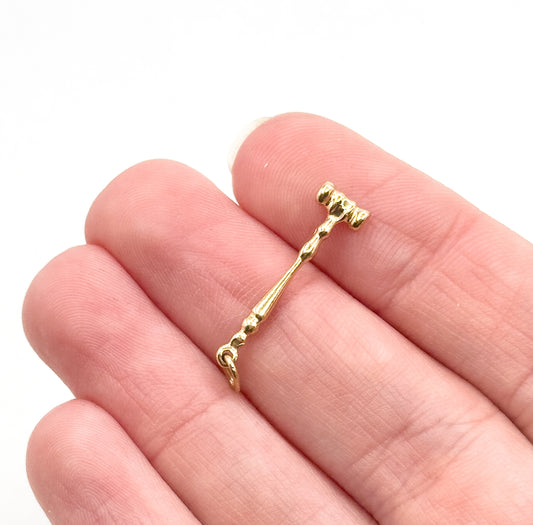 Gavel Hammer Charm in 10K Yellow Gold