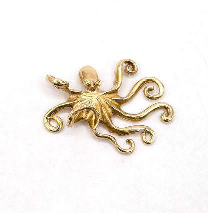 Vintage Octopus Pendant in 14K Yellow Gold