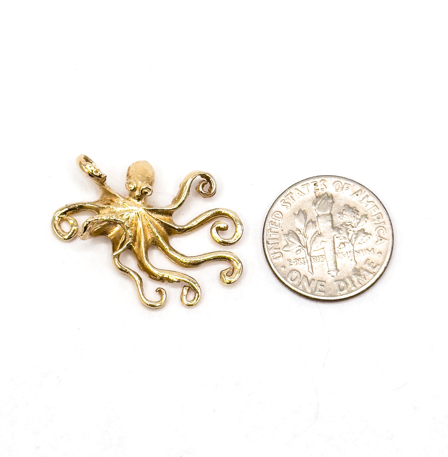 Vintage Octopus Pendant in 14K Yellow Gold