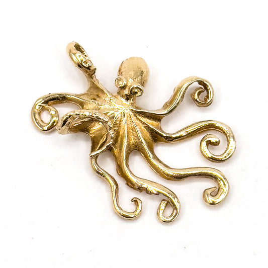 Vintage Octopus Pendant in 14K Yellow Gold