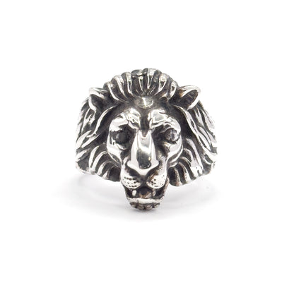Vintage Leo Lion's Head Ring in Sterling Silver