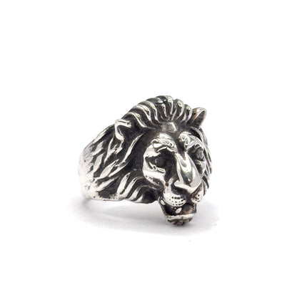 Vintage Leo Lion's Head Ring in Sterling Silver