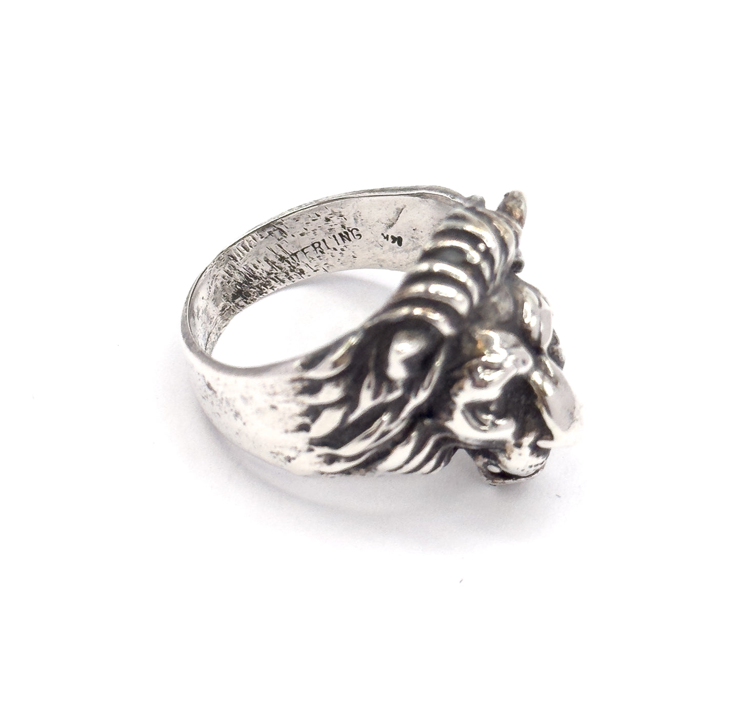 Vintage Leo Lion's Head Ring in Sterling Silver