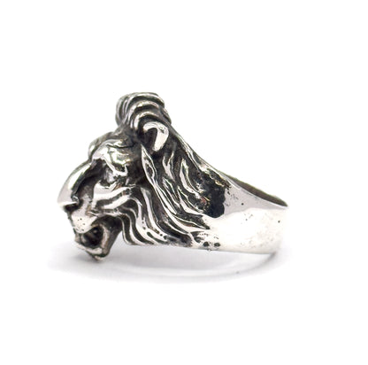 Vintage Leo Lion's Head Ring in Sterling Silver