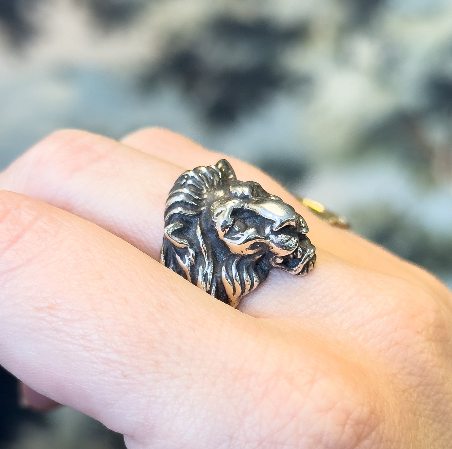 Vintage Leo Lion's Head Ring in Sterling Silver