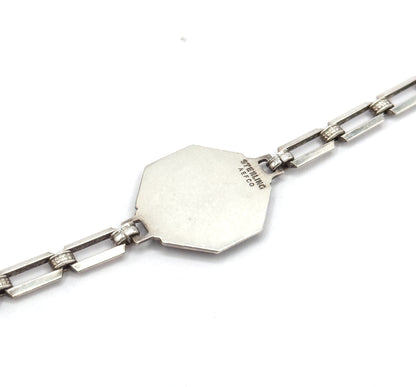 Art Deco Floral Enamel Bracelet in Sterling Silver