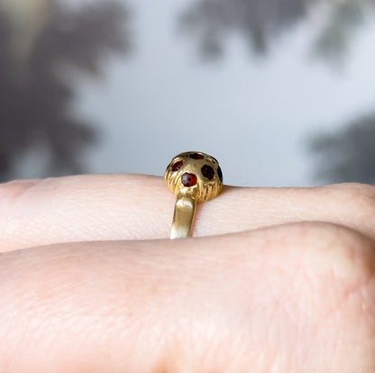 Vintage Handmade Garnet Ring in 16K yellow gold