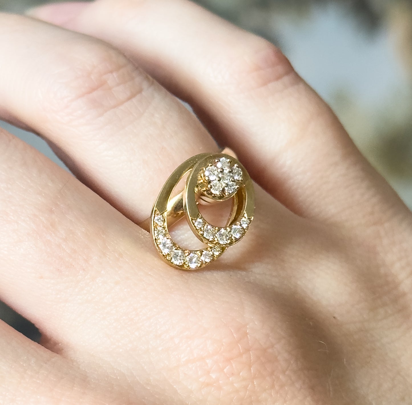 1970s Vintage N. Teufel Diamond Kinetic Spinner Ring in 14K Yellow Gold