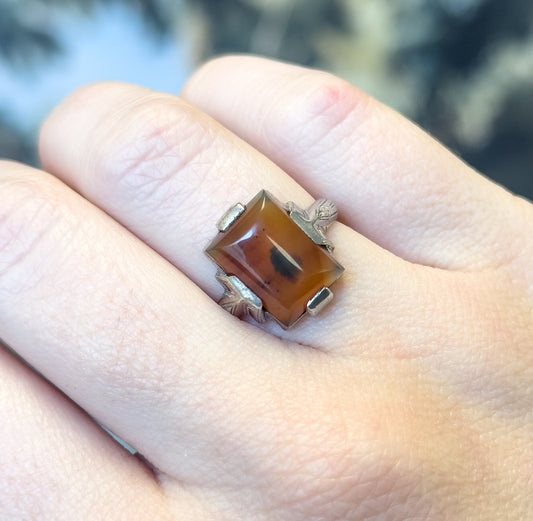 Vintage Agate Ring in Silver