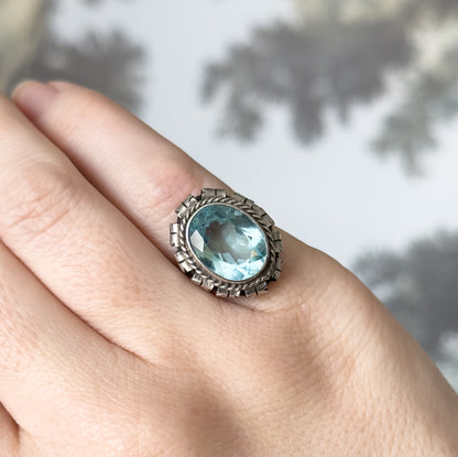 Vintage Blue Paste Handmade Ring in Silver