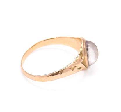 Edwardian Crystal Quartz Cabochon Ring in 10K Yellow Gold - AS IS