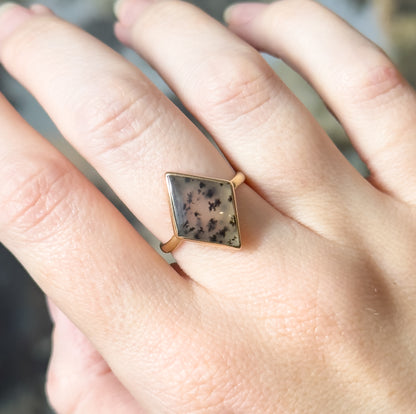 Vintage Dendritic Agate Ring in 10K Yellow Gold
