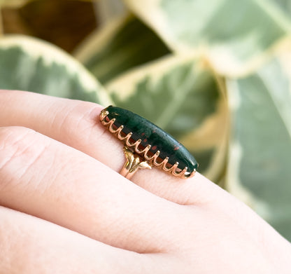 Antique Bloodstone Navette Ring in Gold