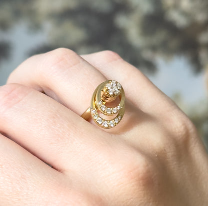 1970s Vintage N. Teufel Diamond Kinetic Spinner Ring in 14K Yellow Gold