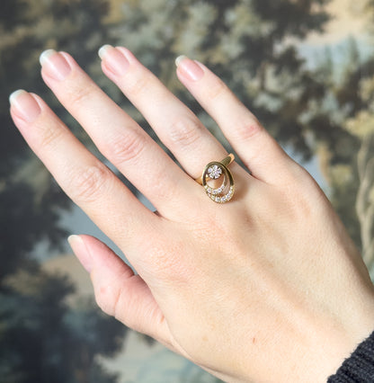 1970s Vintage N. Teufel Diamond Kinetic Spinner Ring in 14K Yellow Gold