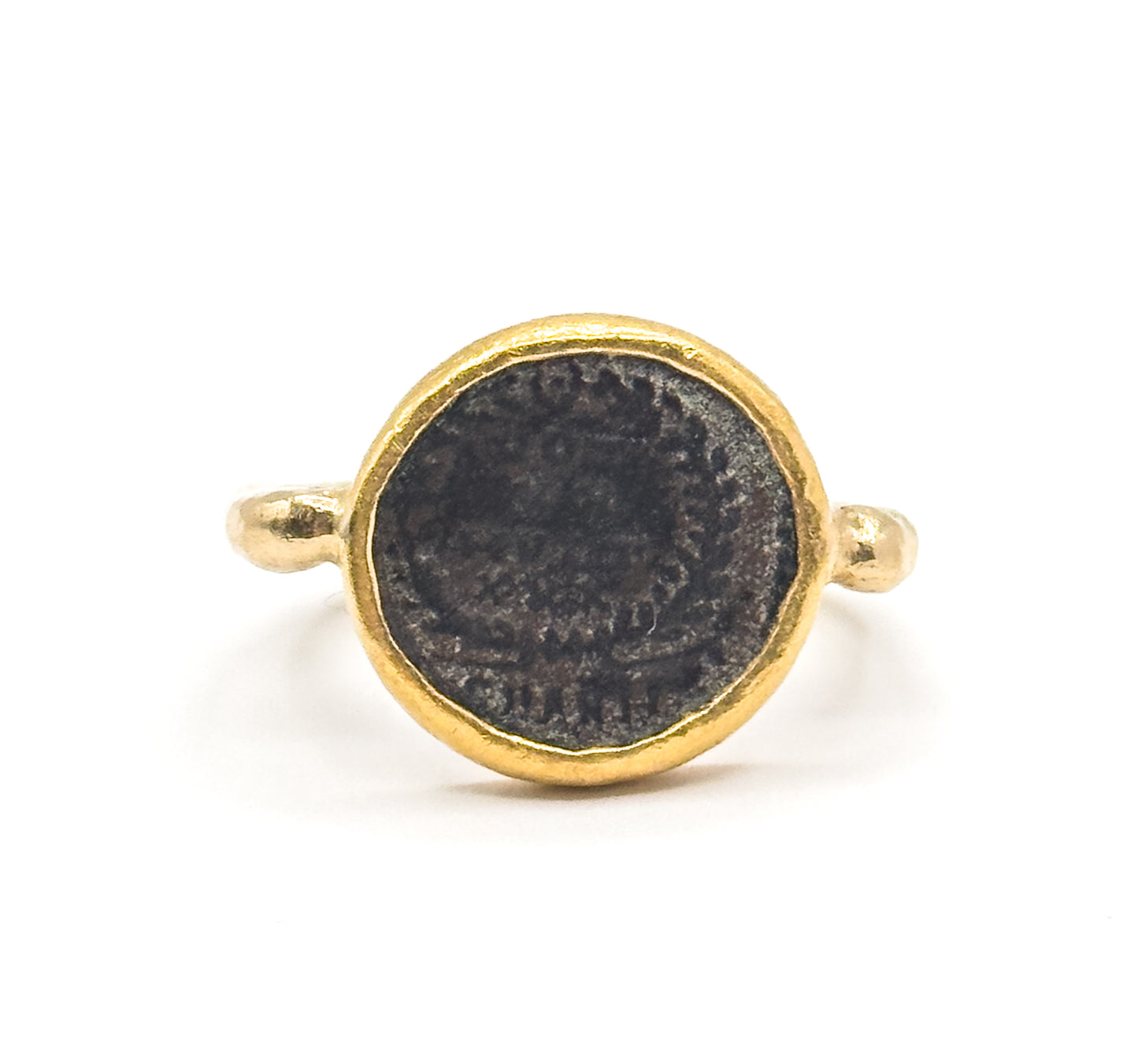 Ancient Roman Coin Ring in Contemporary Mounting in 18K Gold