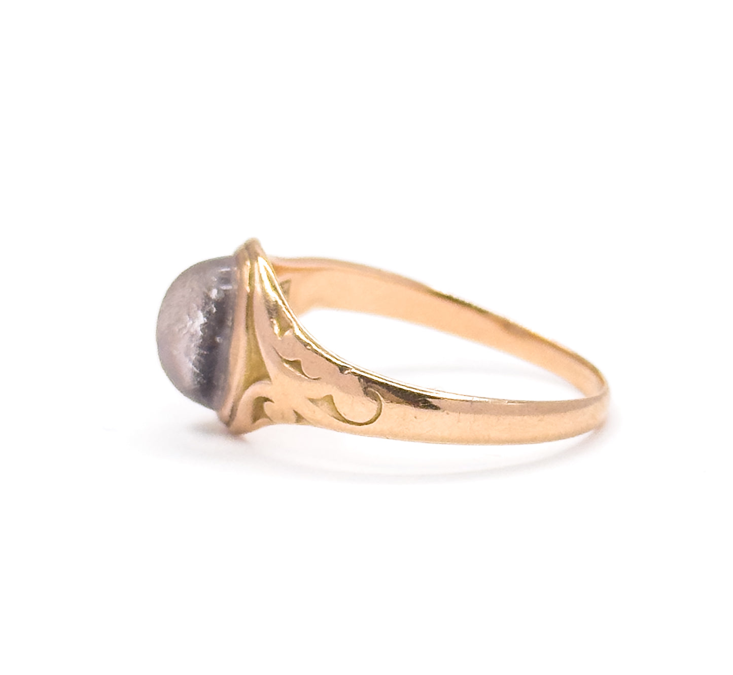 Edwardian Crystal Quartz Cabochon Ring in 10K Yellow Gold - AS IS