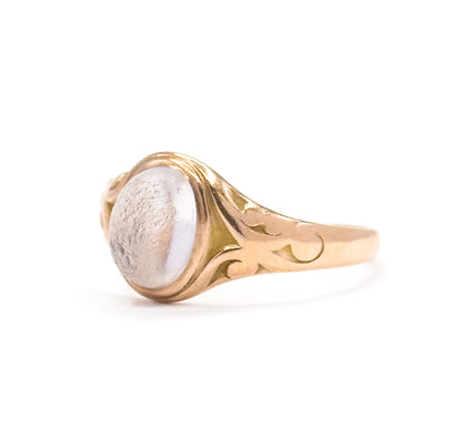 Edwardian Crystal Quartz Cabochon Ring in 10K Yellow Gold - AS IS