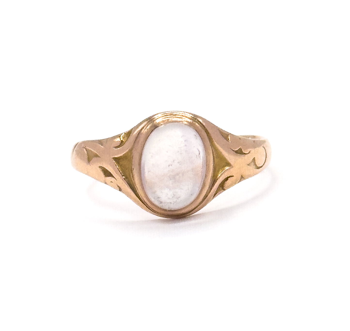 Edwardian Crystal Quartz Cabochon Ring in 10K Yellow Gold - AS IS