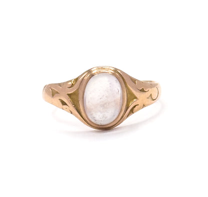 Edwardian Crystal Quartz Cabochon Ring in 10K Yellow Gold - AS IS