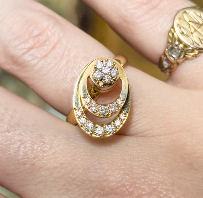 1970s Vintage N. Teufel Diamond Kinetic Spinner Ring in 14K Yellow Gold