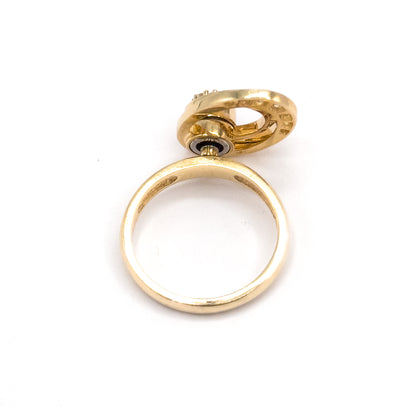 1970s Vintage N. Teufel Diamond Kinetic Spinner Ring in 14K Yellow Gold
