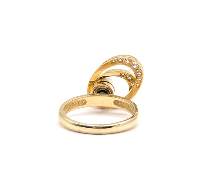1970s Vintage N. Teufel Diamond Kinetic Spinner Ring in 14K Yellow Gold