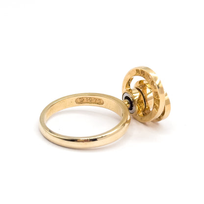 1970s Vintage N. Teufel Diamond Kinetic Spinner Ring in 14K Yellow Gold