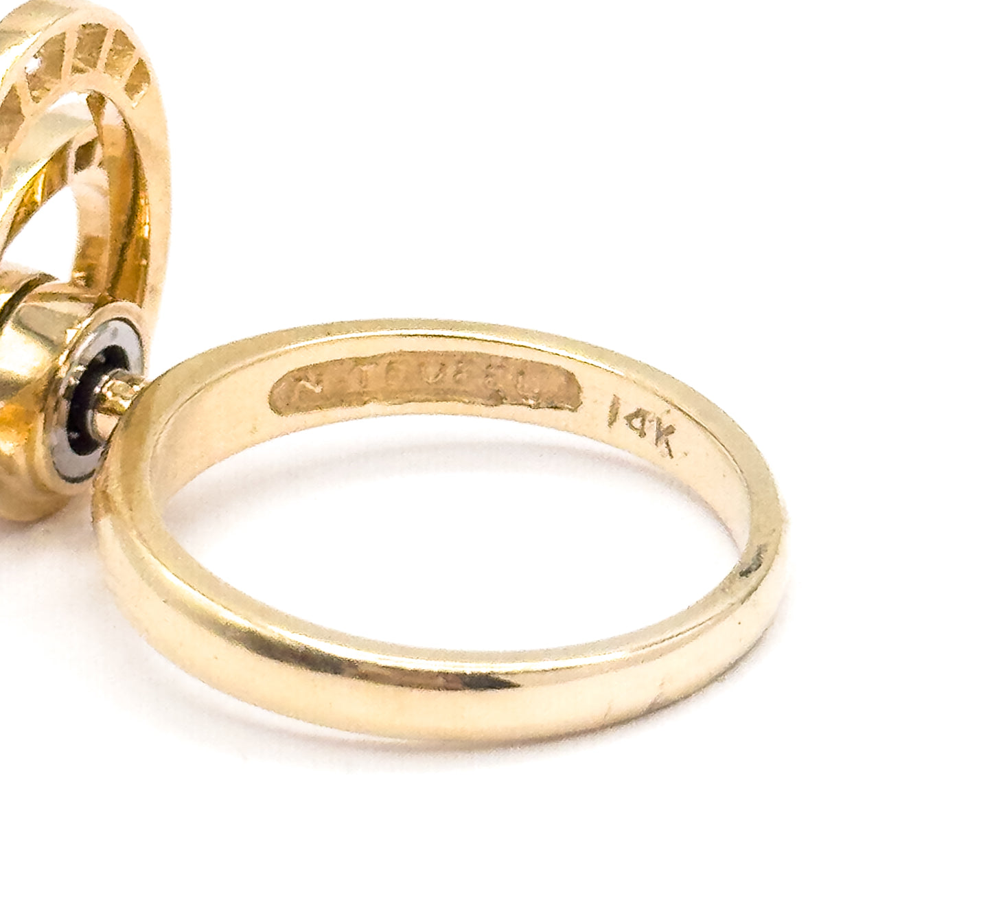 1970s Vintage N. Teufel Diamond Kinetic Spinner Ring in 14K Yellow Gold