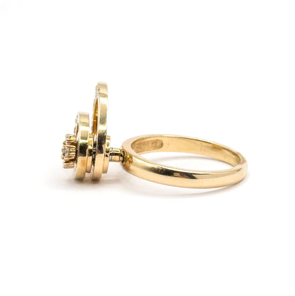 1970s Vintage N. Teufel Diamond Kinetic Spinner Ring in 14K Yellow Gold