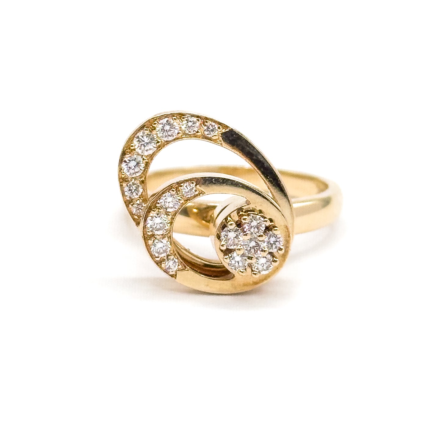 1970s Vintage N. Teufel Diamond Kinetic Spinner Ring in 14K Yellow Gold