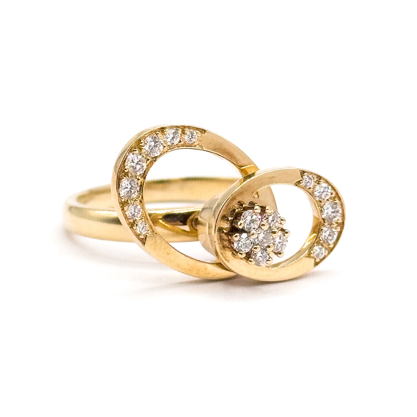 1970s Vintage N. Teufel Diamond Kinetic Spinner Ring in 14K Yellow Gold