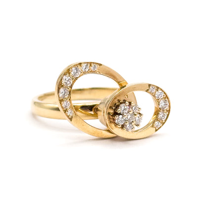 1970s Vintage N. Teufel Diamond Kinetic Spinner Ring in 14K Yellow Gold