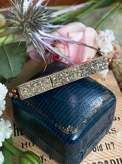 Antique Victorian Pyrite bar brooch Gold rush gold druzy brooch  marcasite c clasp brooch fichu lace pin very cool Victorian 221 Druzy