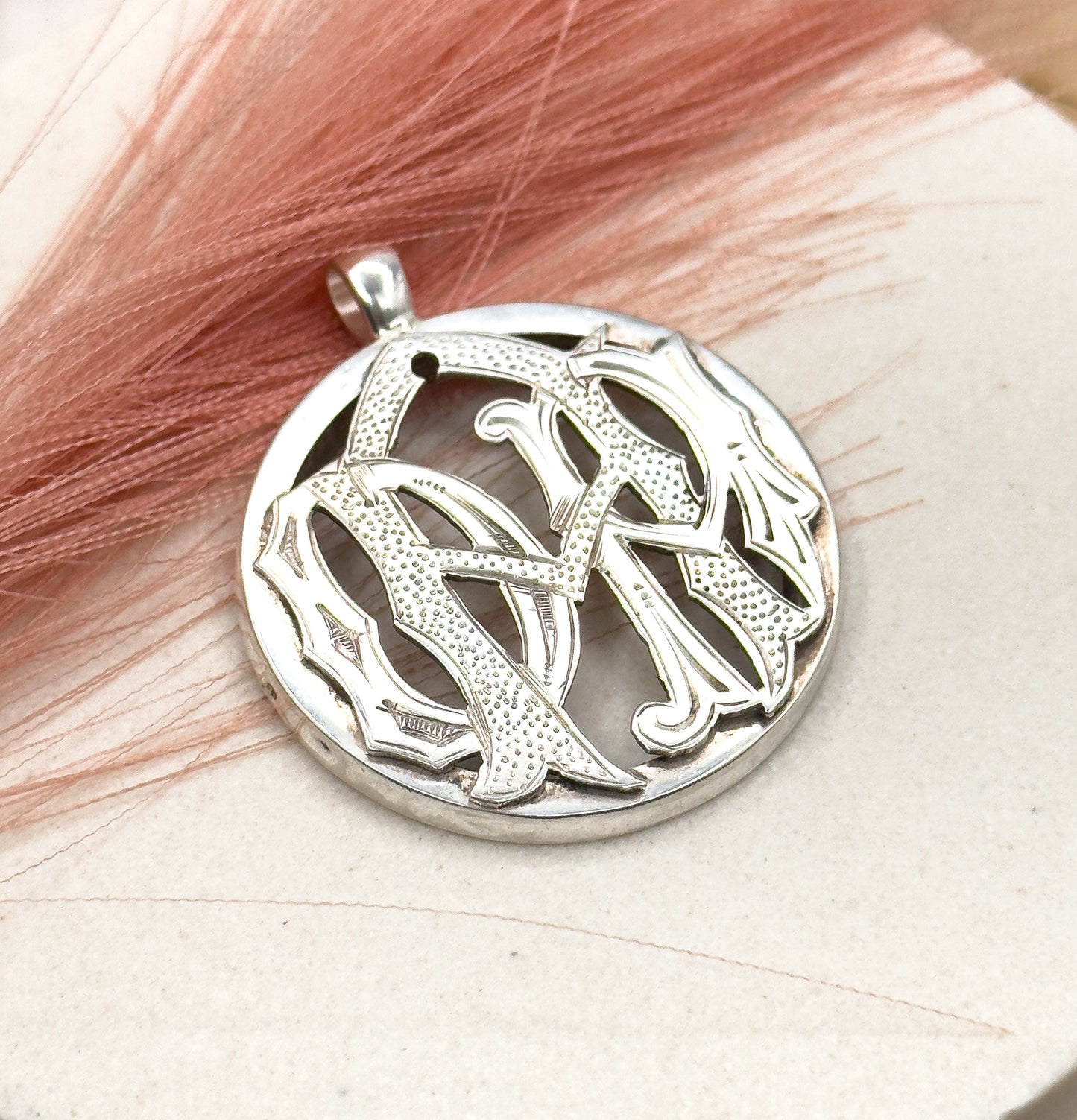 Silver Victorian monogram Cipher pendant in Silver