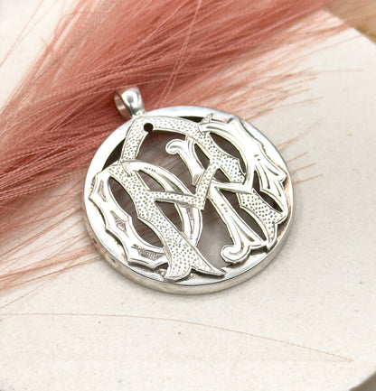 Silver Victorian monogram Cipher pendant in Silver