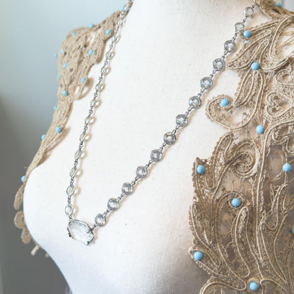 antique paste art deco flapper necklace crystal glass