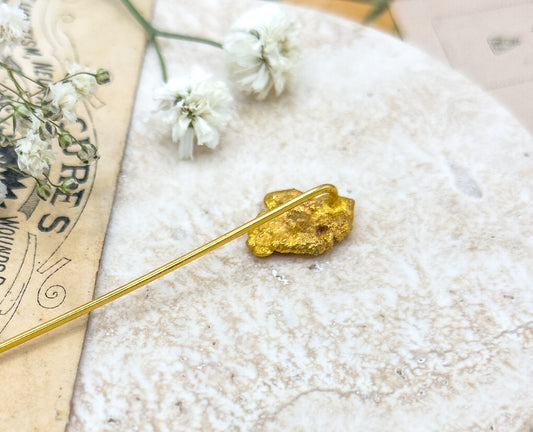 Antique Gold Nugget Stick Pin Vintage Nugget Pin in 14K Gold