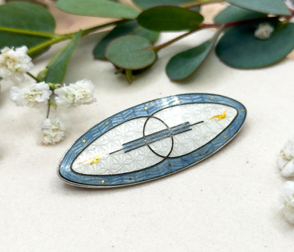 Vintage Watson Cloissone Enamel Brooch in Sterling Silver midcentury enamel brooch