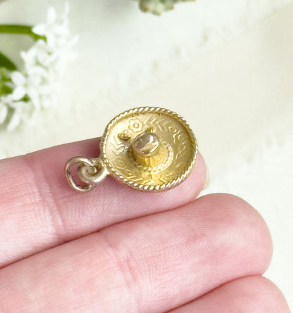 Tiny 10K Gold Sombrero Charm Mexican Gold Sombrero hat Pendant